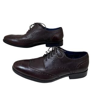 Cole Haan Benton II Oxford Cap Toe dress shoes mahogany/brown pebble grain 11m